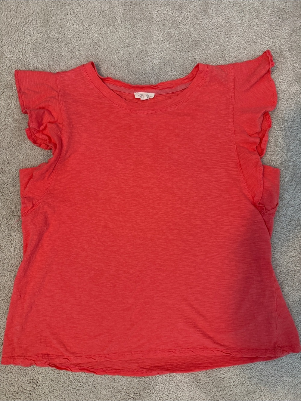 Cotton Bleu L coral 🪸 ruffle sleeve tee